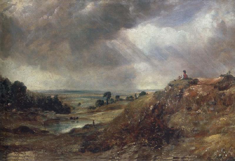 John Constable Branch Hill Pond,Hampstead Heath,with a boy sitting on a bank